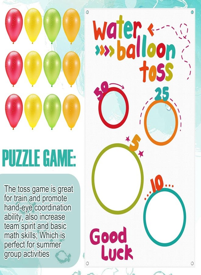 Mindsoft Water Toss Balloon Activity Set Include Toss Activity Banner, 50 Balloons, 2 Hose Nozzle Outdoor Shooter Target 4 Score Holes Water Ball Splashing Banner Swimming Pool Set for Summer Supplies - Image 2